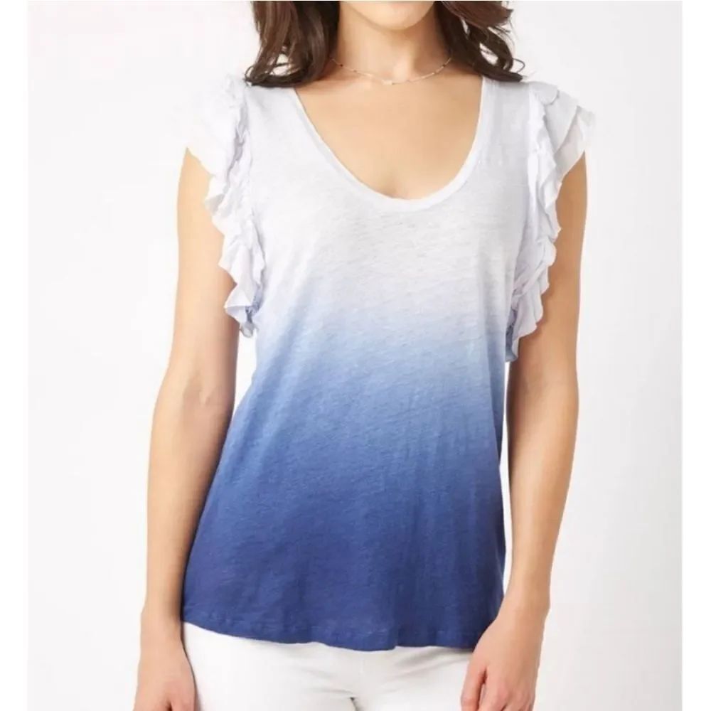 ON THE ROAD Eagle Ombre Ruffle Sleeve Tee S